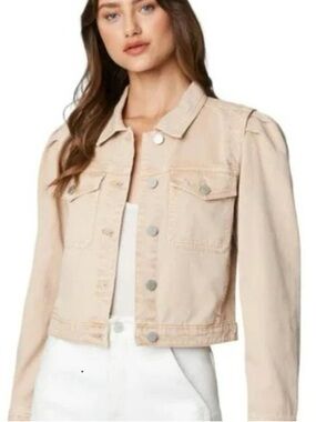 Blank NYC Beige Cropped Denim Jacket